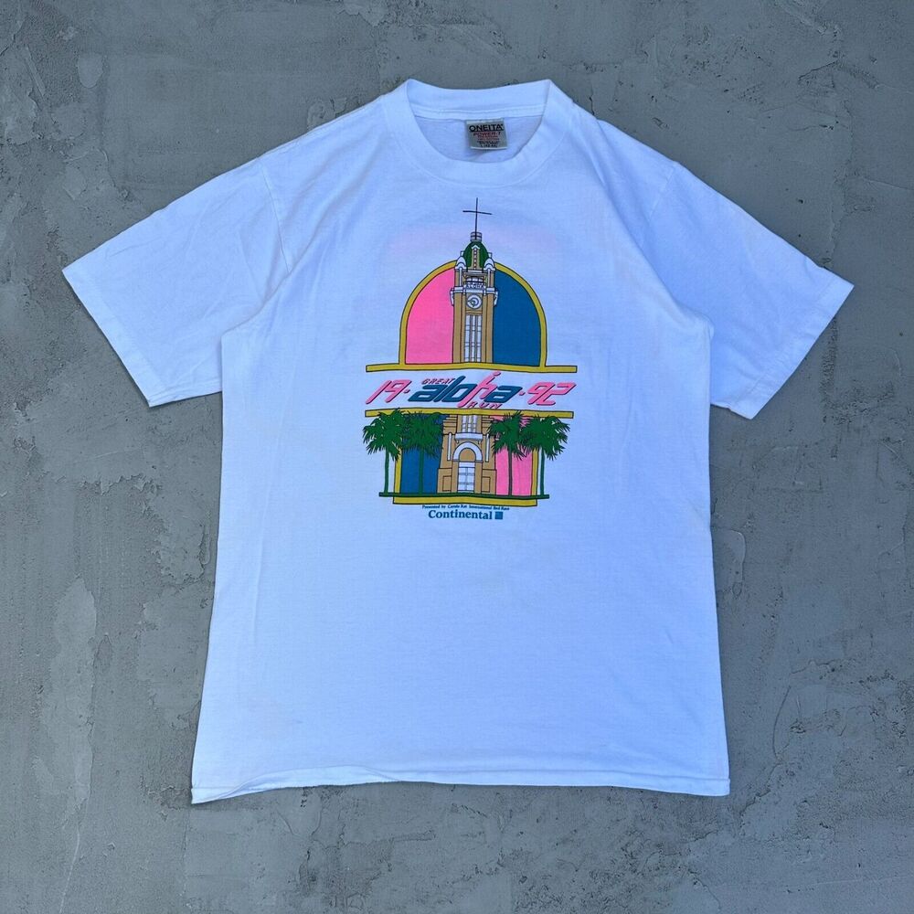 Vintage Single Stitch Great Aloha Run Finisher Hawaii 1992 Aloha Tower T Shirt